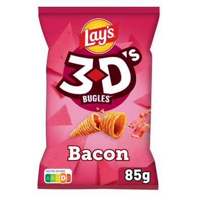 Biscuits apéritifs Saveur Bacon - LAY'S 3D'S BUGLES - 85g