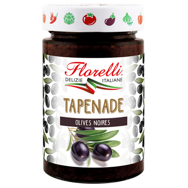 Tapenade d'olives noires FLORELLI, pot en verre de 190g