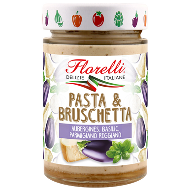 Pasta&bruschetta aubergines parmesan basilic FLORELLI, 190g