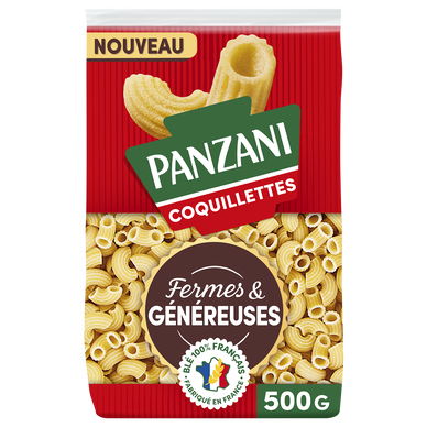 Pâtes COQUILLETTES Fermes et Généreuses blé Français PANZANI -500g