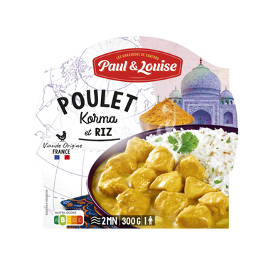 Plat cuisiné Poulet korma et son riz PAUL & LOUISE, barquette 300g