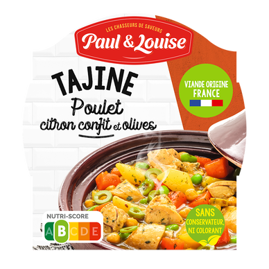 Plat cuisiné Tajines de poulet citron olives PAUL & LOUISE, barquette300g