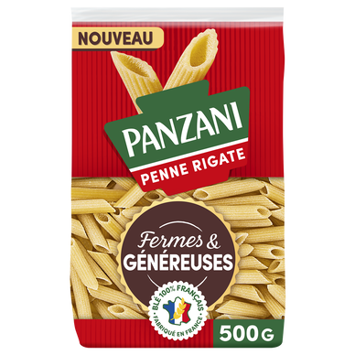 Pâtes PENNE RIGATE Fermes et Généreuses blé Français PANZANI -500g