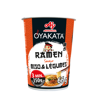 Nouilles Instantanées miso et légumes OYAKATA en cup 66G