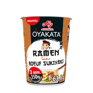Nouilles instantanées boeuf sukiyaki OYAKATA en cup 63,5g