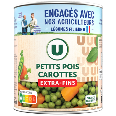 Petits pois extra fins et jeunes carottes - Boîte de 530g net égoutté