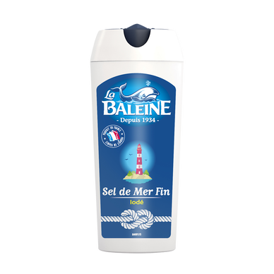 Sel de mer extra fin iodé LA BALEINE, boîte de 125g
