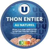 Thon listao entier au naturel pêche à la ligne  boîte de 93g