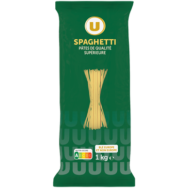 Pâtes Spaghetti qualité supérieure, sachet cello de 1kg