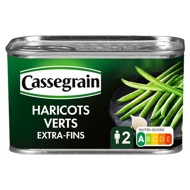 Haricots verts extra fins CASSEGRAIN - Boîte de 220g net égoutté