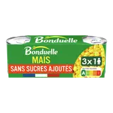 Maïs sans sucres ajoutés doux en grains BONDUELLE - 3 boîtes de 140g