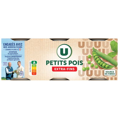Petits pois extra-fins à l'étuvée - 3 boîtes de 140g