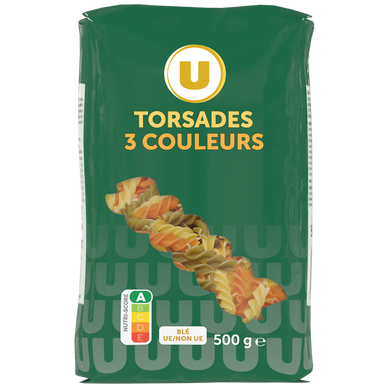Pâtes Torsade 3 couleurs - Sachet 500g