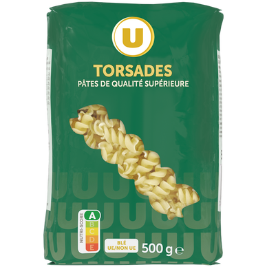 Pâtes Torsade qualité supérieure  paquet cello de 500g
