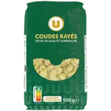 Pâtes Coudes rayés qualité supérieure, paquet cello de 500g