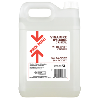 Vinaigre d'alcool cristal 10° PRIX MINI - 5L