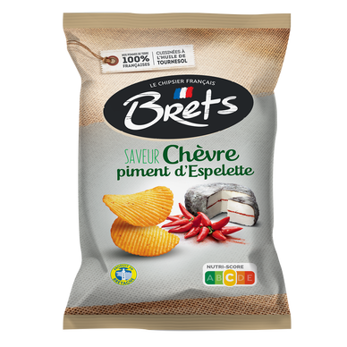 Chips super craquante saveur chèvre piment d'Espelette BRET'S, paquetde 125g