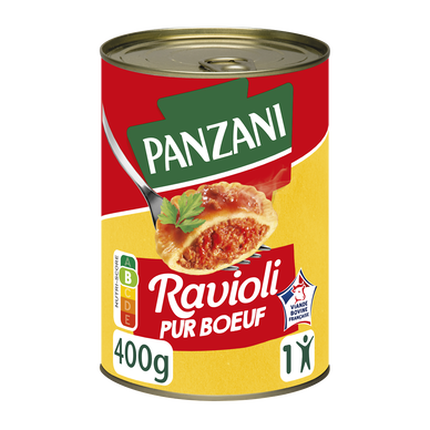 Ravioli pur boeuf PANZANI, boîte 1/2 de 400g