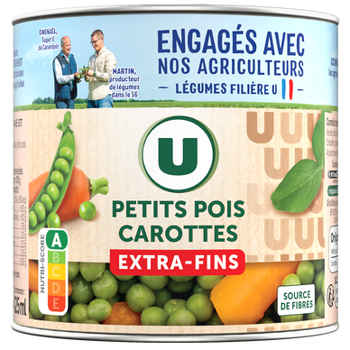 Petits pois et carottes extra fins - Boîte de 265g net égoutté