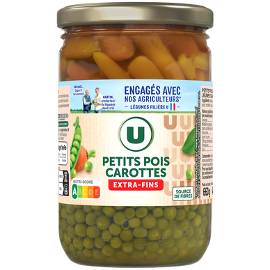 Petits pois et carottes extra-fins  - Bocal de 420g net égoutté