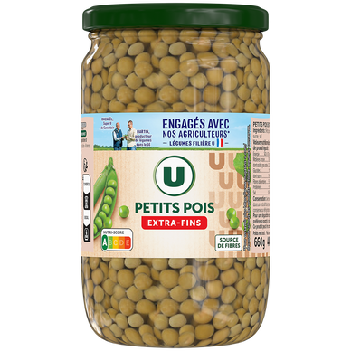 Petits pois extra-fins - Bocal de 445g net égoutté