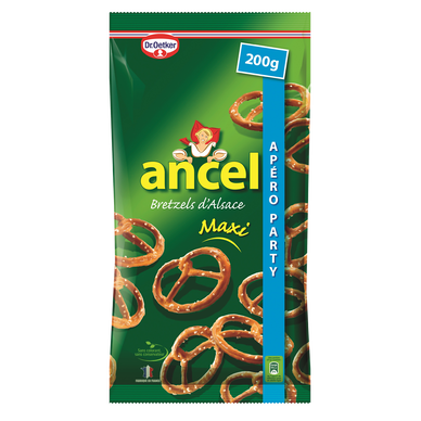 Biscuits apéritif bretzels d'Alsace maxi ANCEL, sachet de 200g