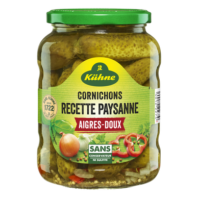 Cornichons aigres doux recette paysanne KUHNE, 72cl 360g