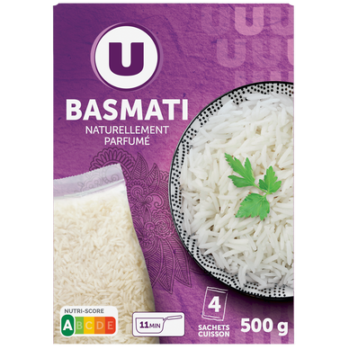 Riz long basmati  4 sachets cuisson de 125g, 500g