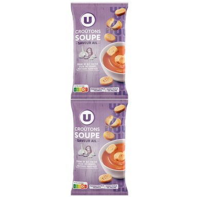 Croûtons ronds frits pour soupe saveur ail  2x90g  - 180g