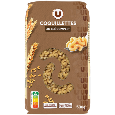 Pâtes Coquillette au blé complet  sachet de 500g