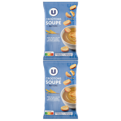 Croûtons ronds frits pour soupe nature  2x90g  -  180g