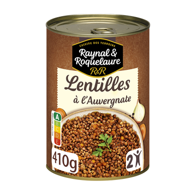 Lentilles cuisinées à l'Auvergnate RAYNAL & ROQUELAURE - boîte 410g