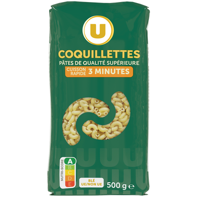 Pâtes Coquillette cuisson rapide  sachet de 500g