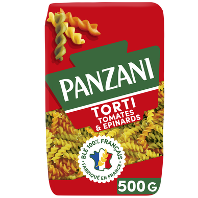 Pâtes TORTI Tomates et Epinards blé Français PANZANI - 500g