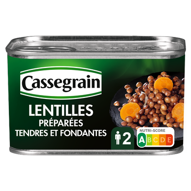 Lentilles cuisinées aux oignons et carottes CASSEGRAIN - Boîte 265g