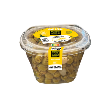 Olive verte dénoyautée à l'Italienne, TROPIC APERO, barquette 400g