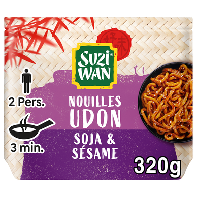 Nouilles Précuites wok Udon Soja Sésame SUZI WAN 2x160g
