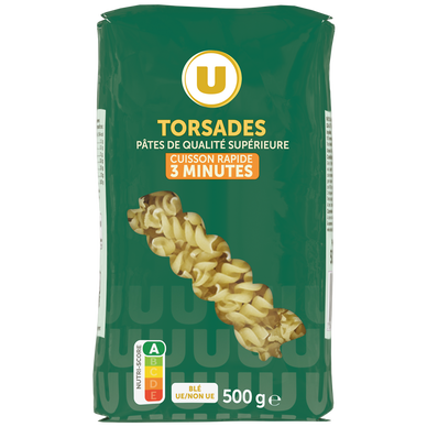 Pâtes Torsade cuisson rapide  sachet de 500g