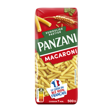 Pâtes MACARONI blé Français PANZANI - 500g