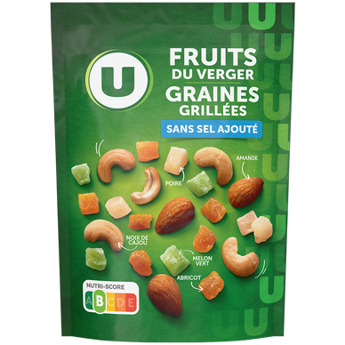 Mélange apéritif fruits du verger et graines grillées paquet de 120g