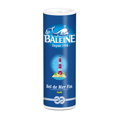 Sel fin de mer iodé LA BALEINE, salière en plastique de 250g