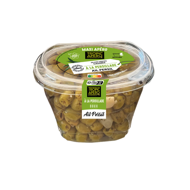 Olives vertes entières à la persillade, TROPIC APERO, pot 500g