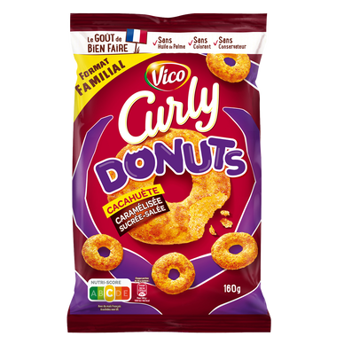 Biscuits apéritifs Soufflé donuts cacahuètes CURLY, 160g