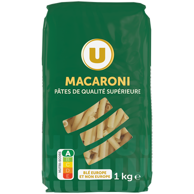 Pâtes Macaroni qualité supérieure, sachet de 1kg