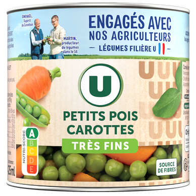 Petits pois très fins et carottes - Boîte de 265g net égoutté