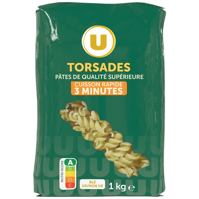 Pâtes Torsades cuisson rapide  sachet  de 1kg