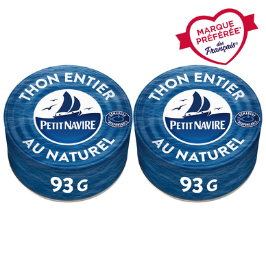Thon albacore nature démarche responsable PETIT NAVIRE, boite de 186gpoids net égoutté
