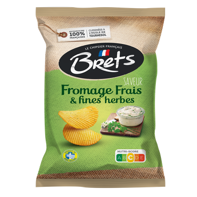 Chips ondulées saveur fromage frais et fines herbes BRET'S, 125g