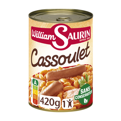 Cassoulet mitonné WILLIAM SAURIN, boîte de 420g