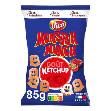 Biscuits apéritifs goût Ketchup MONSTER MUNCH, sachet de 85g